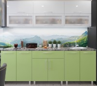 Bucătărie Bafimob Modern (High Gloss) 2.0m glass White/Green