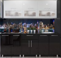 Bucătărie Bafimob Modern (High Gloss) 2.2m glass Black/White