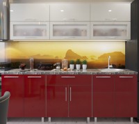 Bucătărie Bafimob Modern (High Gloss) 2.4m glass Beige/Bordo