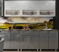 Bucătărie Bafimob Modern (High Gloss) 2.4m glass White/Grey