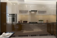 Bucătărie Bafimob Corner (High Gloss) 4.1x0.9m Eco +ball closer Brown/Beige