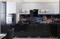 Bucătărie Bafimob Corner (High Gloss) 4.1x0.9m Eco +ball closer White/Black