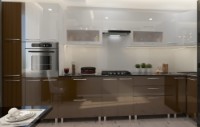 Bucătărie Bafimob Corner (High Gloss) 4.1x0.9m Eco +ball closer White/Brown