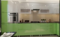 Кухонный гарнитур Bafimob Corner (High Gloss) 4.1x0.9m Eco +tandembox Green/White
