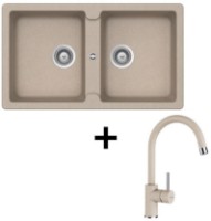 Chiuvetă de bucătărie + baterie Schock Set Element N-200 Sabbia + Plutos Sabbia