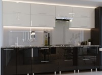 Bucătărie Bafimob Quadro (High Gloss) 3.0m Beige/Black