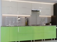 Bucătărie Bafimob Quadro (High Gloss) 3.0m Beige/Green