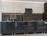 Bucătărie Bafimob Quadro (High Gloss) 3.0m Beige/Grey