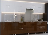 Bucătărie Bafimob Quadro (High Gloss) 3.0m +tandembox White/Brown