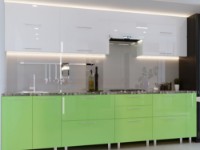Bucătărie Bafimob Quadro (High Gloss) 3.0m +ball closer White/Green