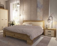 Кровать Yasen Денвер 160x200 +Ламели Дуб Крафт Золотой/Ваниль фото №2 — интернет-магазин Desire.md