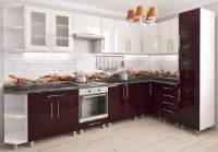 Bucătărie Bafimob Corner (High Gloss) 3.4x1.7m White/Bordo