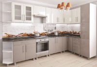 Bucătărie Bafimob Corner (High Gloss) 3.4x1.7m White/Cappuccino