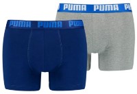 Сhiloţi pentru bărbați Puma Basic Boxer 2P Blue/Grey Melange S (521015001015)